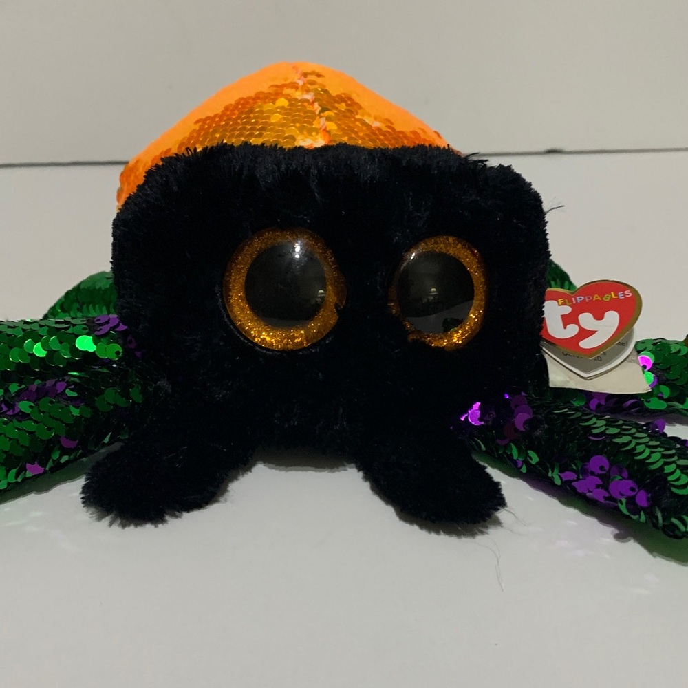 Glint Ty Beanie Baby Flippable Sequin Spider Boo Plush